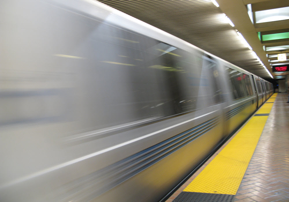 Public BART transportation in San Francisco.