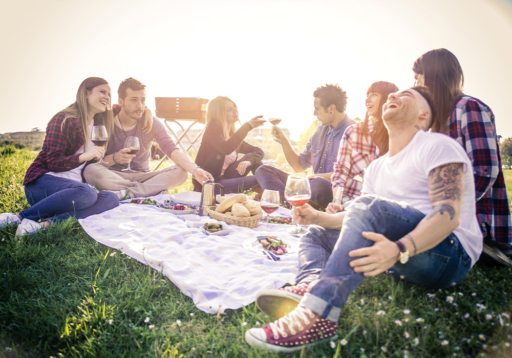 Outdoor gathering for friendsgiving